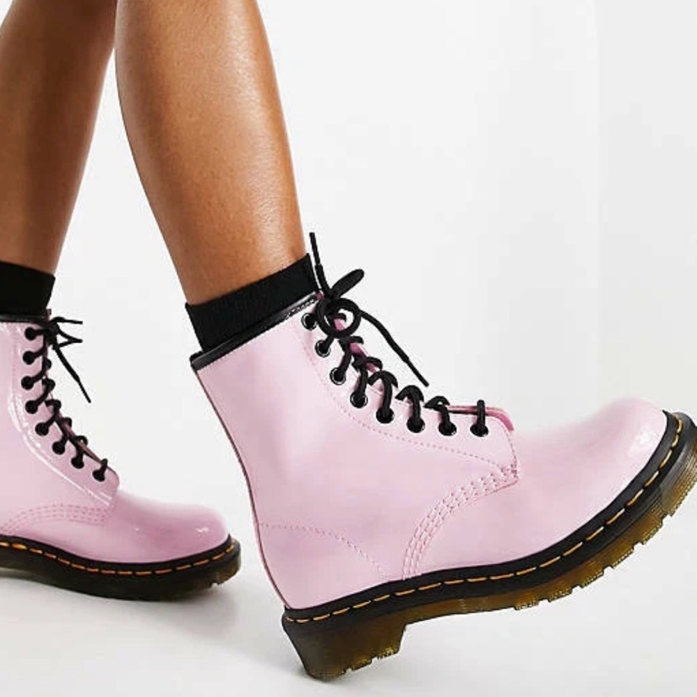 Dr. Martens Light Pink Patent Leather Combat Boots